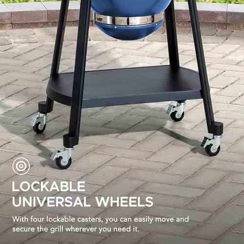 Charcoal Kamado Grill with Pizza Stone and Wheels Q84418
