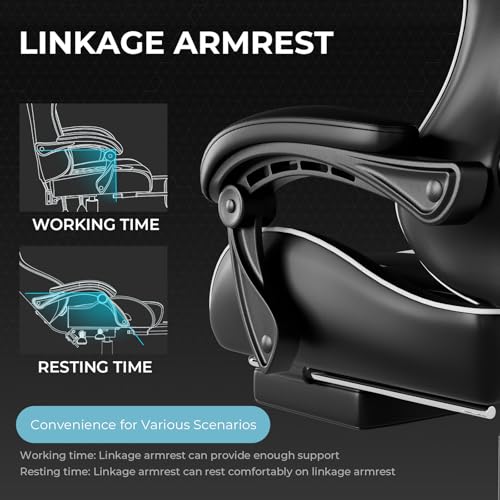 Gaming Chair with Footrest and Lumbar Support, Height Adjustable, 360° Swivel, Blue U7447