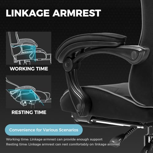Gaming Chair with Footrest and Lumbar Support, Height Adjustable, 360° Swivel, Blue U7447