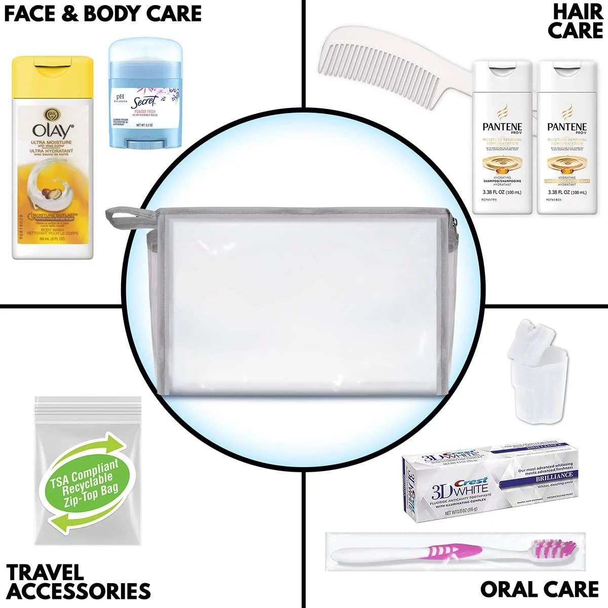Women's 10-Piece Travel Toiletry Kit with TSA Compliant Essentials R15714