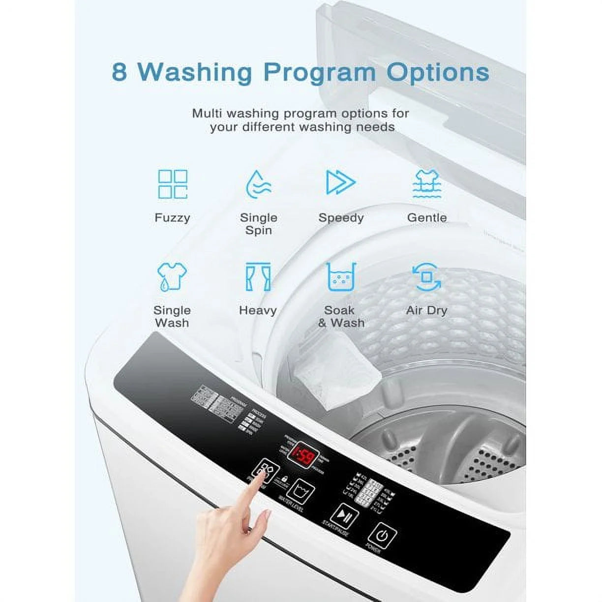 Portable Washing Machine, Compact Washer with Drain Pump, 11lbs Capacity V103554