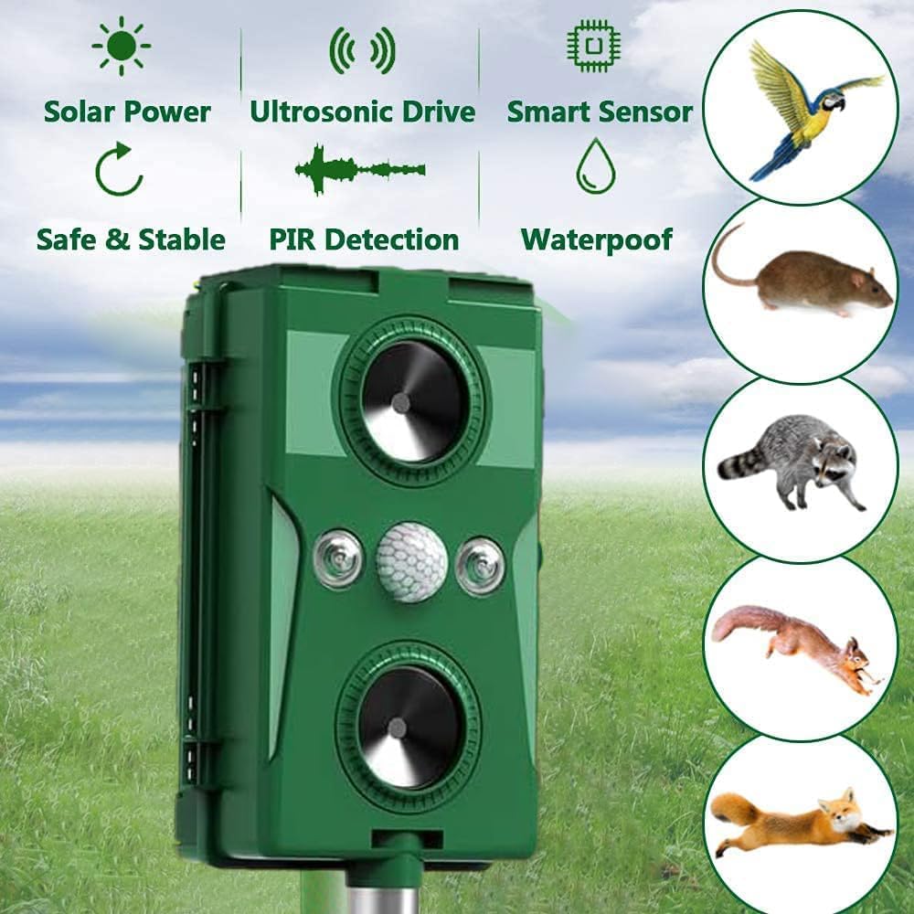Solar Ultrasonic Animal Repellent Waterproof Motion Detector K110519