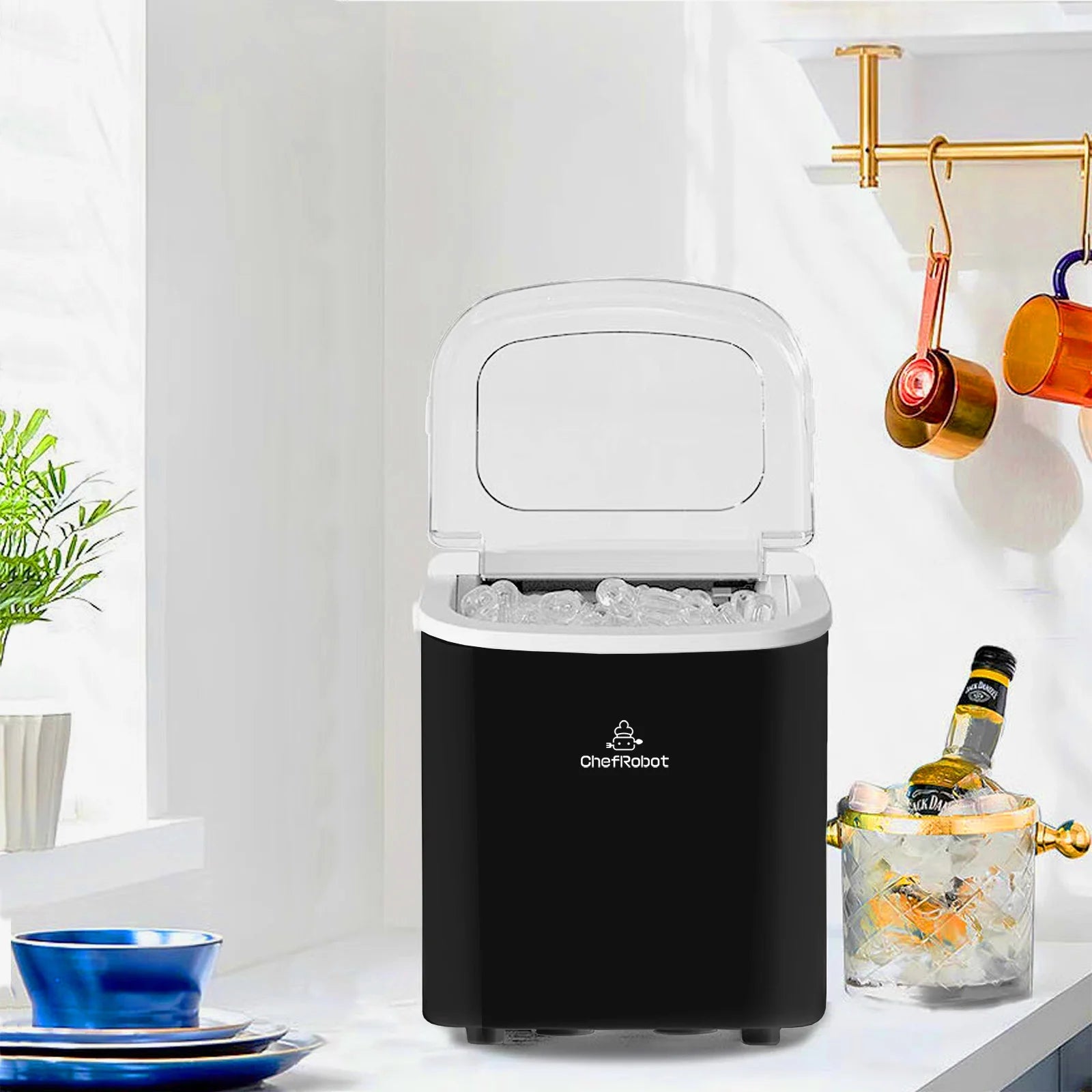 Ice Maker Countertop, Self-Cleaning with Ice Scoop and Basket J796