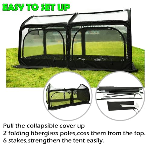 Mini Greenhouse for Outdoors, Pop-up Frame with Screen Window, 8.2x4.1x4.4 FT O621398