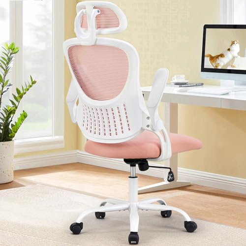 Ergonomic High-Back Mesh Office Chair with Wheels, Pink X2221