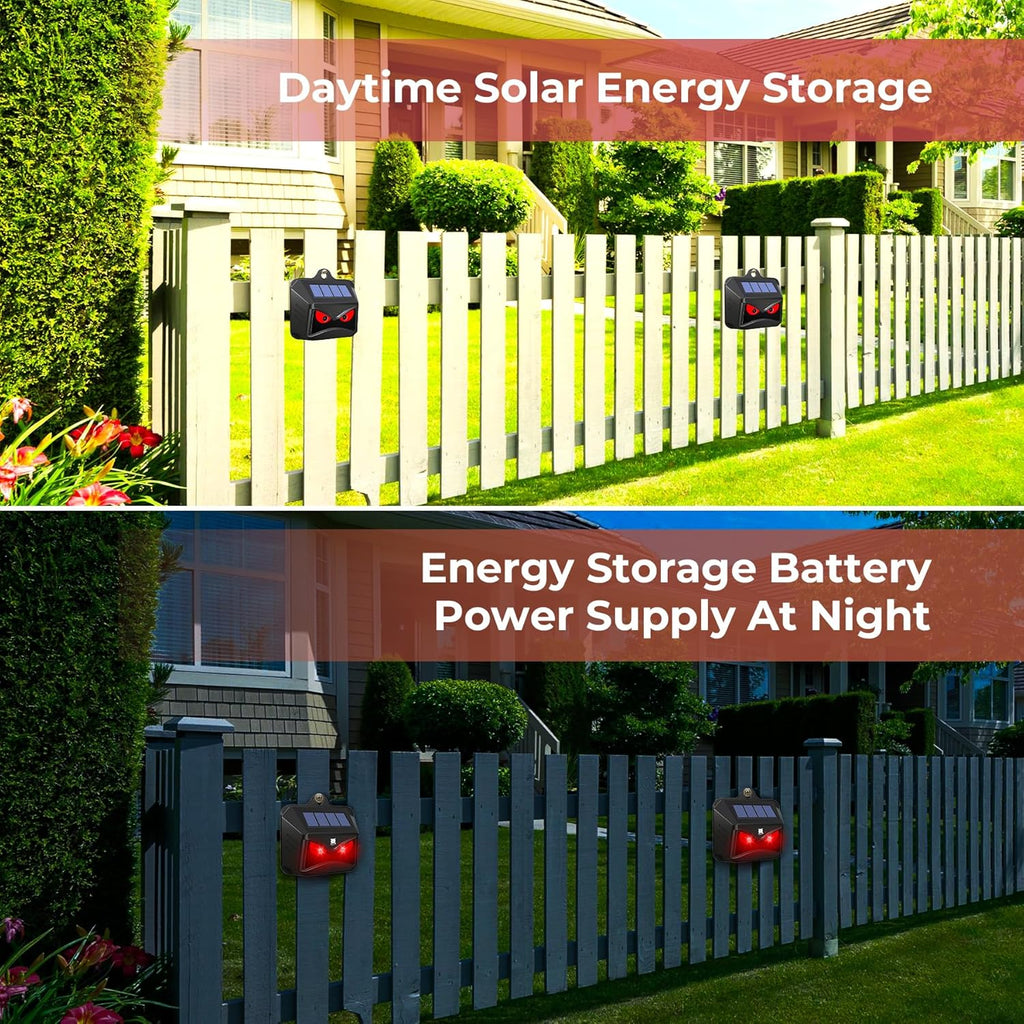 Solar Animal Repeller, Red LED Light Outdoor Deterrent for Garden Yard A27126