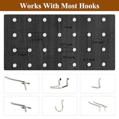 Wooden Pegboard Room Divider, 5.6Ft Folding Privacy Screen P5676
