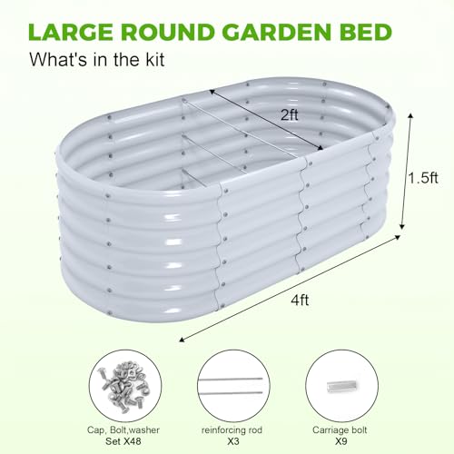 Galvanized Raised Garden Bed Kit, Oval Metal Planter Box for Vegetables E707229