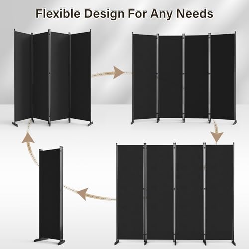 Room Divider 4 Panel, 80" W Portable Wall Divider for Room Separation, Freestanding Partition, Folding Privacy Screen F999430
