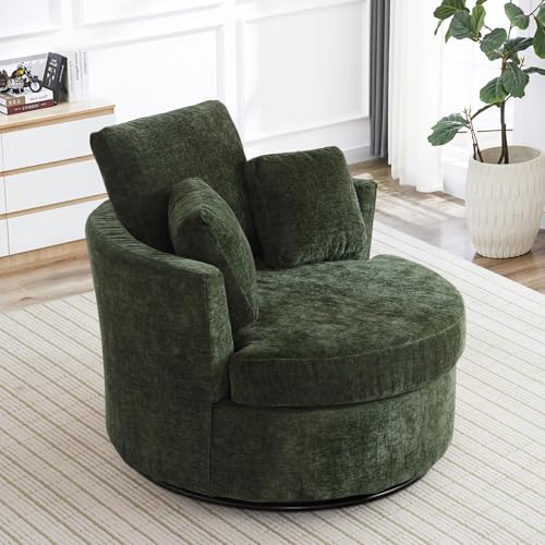 Swivel Barrel Chair with Ottoman for Living Room Bedroom, White W553228