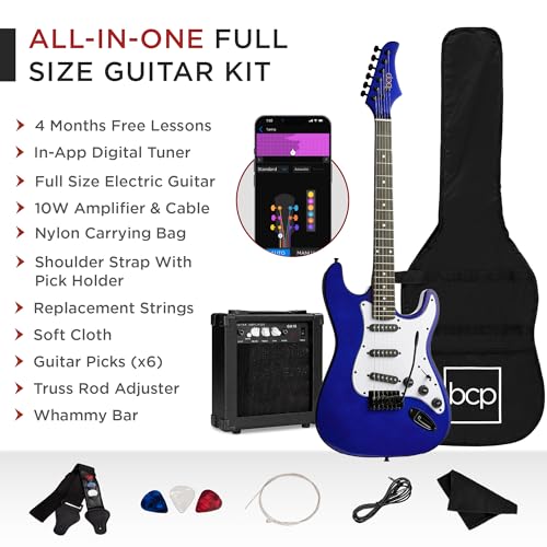 Beginner Electric Guitar Starter Kit with Case, Amp, and Accessories G63095
