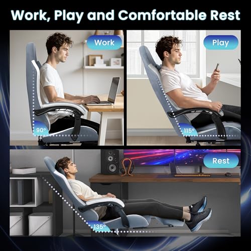 Gaming Chair with Footrest Lumbar Support High Back Recliner Ergonomic Leather Q8605