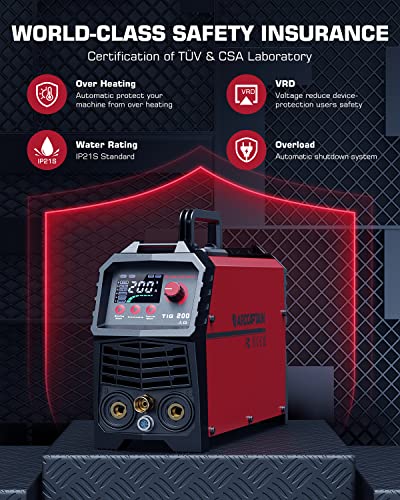 TIG Welder 200A, Dual Voltage 110V/220V, TIG/Stick 2 in 1 with LED Display I237