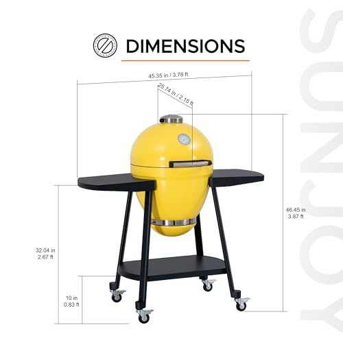 Charcoal Kamado Grill with Pizza Stone and Wheels Q84418