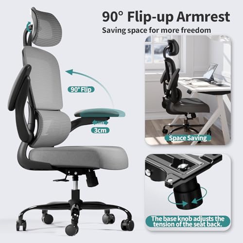 Ergonomic Mesh Office Chair with Wheels, High Back, 330 LBS Capacity C667113