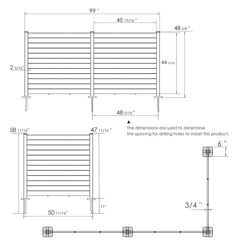 Outdoor Privacy Screens 50"W x 47"H Fence Panels for Patio Backyard H560698