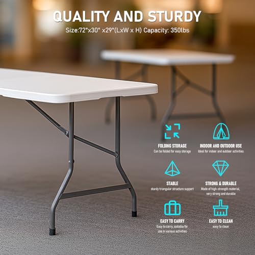 Heavy Duty Portable Folding Table for Dining, Parties, and Camping E6001