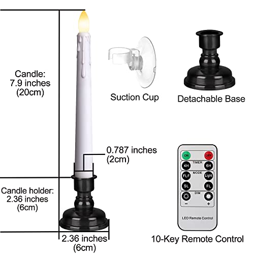 Flameless Flickering Taper Candles with Remote and Timer, 8 Inch, Ivory O49493