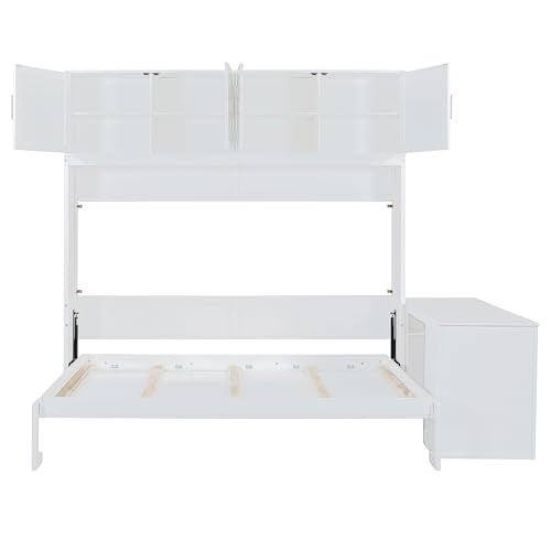 Twin Murphy Bed with Wall Frame, Closet, Drawers and Desk, White D510253