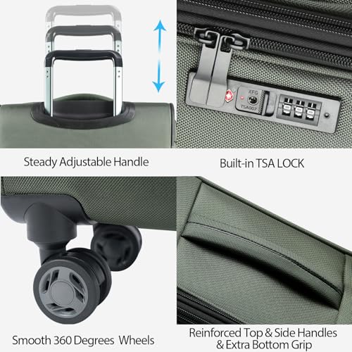 Softside Expandable Carry On Luggage with Spinner Wheels and TSA Lock, 20-Inch R869