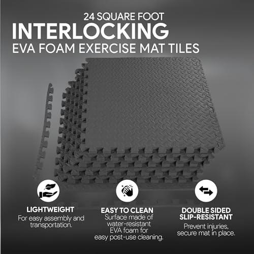 Puzzle Exercise Mat with EVA Foam Interlocking Tiles for MMA, Gymnastics and Home Gym N211438