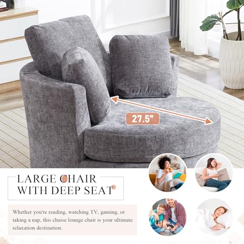 Swivel Barrel Chair with Ottoman for Living Room Bedroom, White W553228
