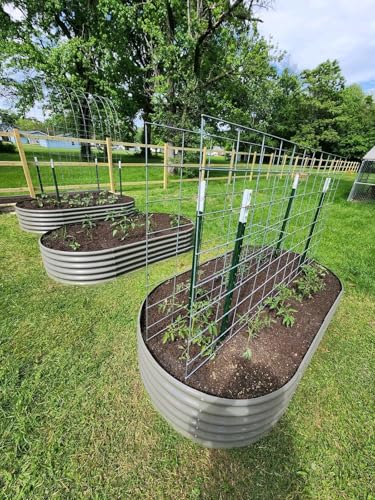 Galvanized Raised Garden Bed Oval Metal Planter Box for Vegetables Flowers A9593