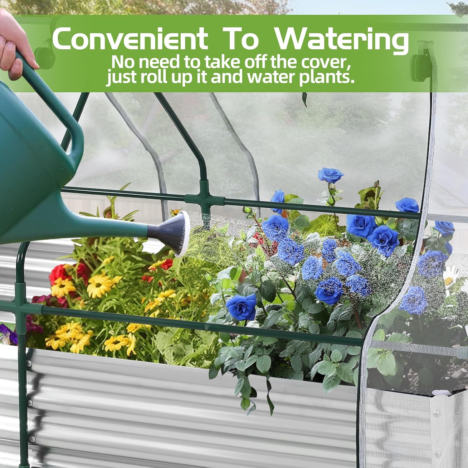 Galvanized Raised Garden Bed with Greenhouse Cover V419003