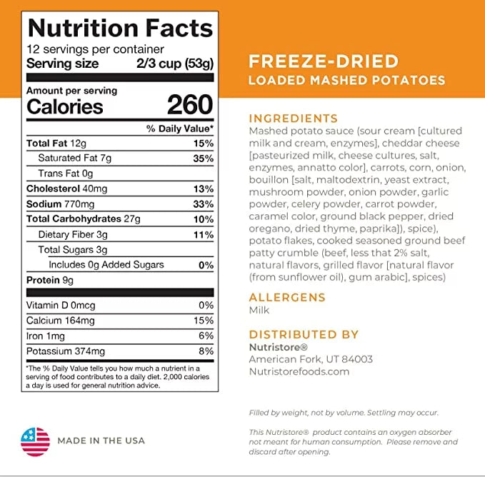 Freeze-Dried Loaded Mashed Potatoes, No. 10 Can E66161