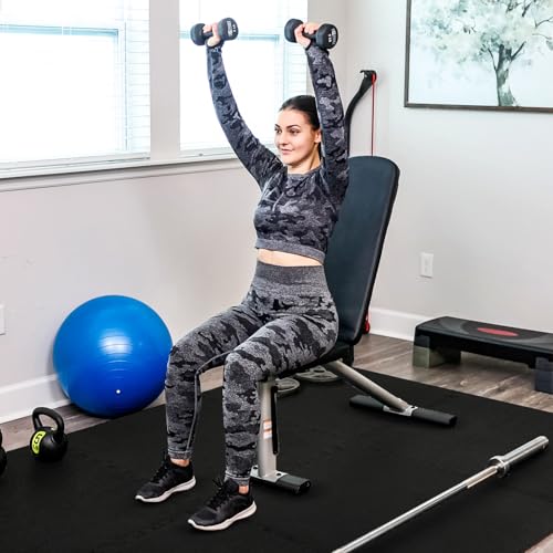 24 Pcs Interlocking EVA Foam Gym Mats with Rubber Top, Black A6287