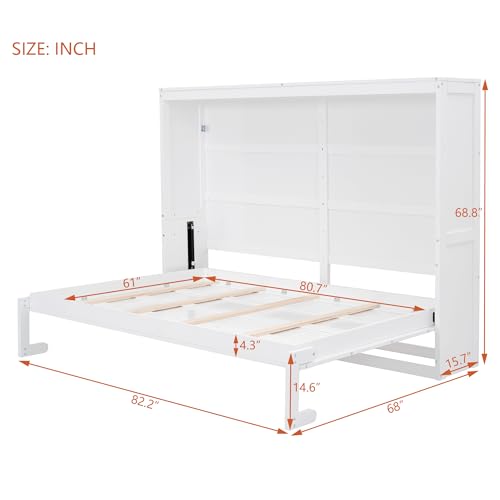 Modern Farmhouse Solid Wood Murphy Cabinet Bed Queen K425