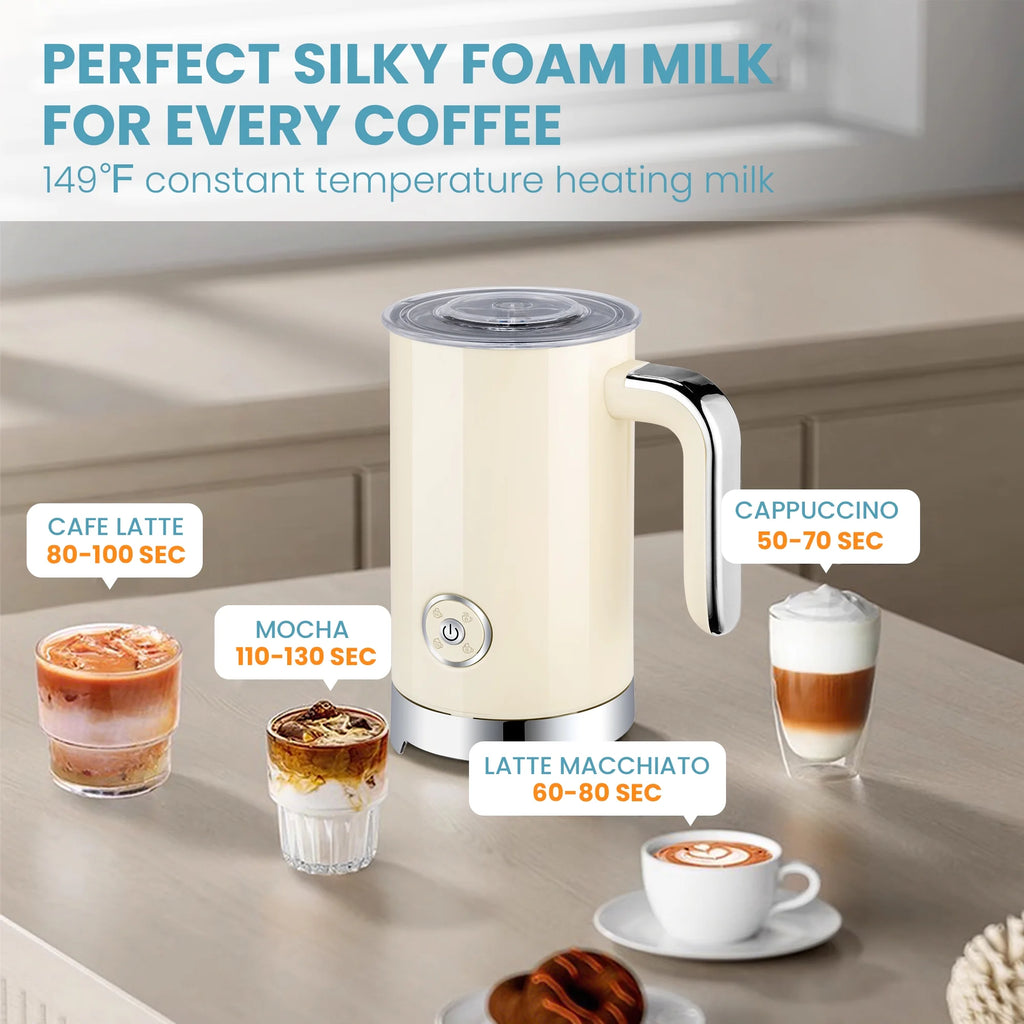 Electric Milk Frother and Steamer with 4 Settings for Coffee, Latte, Cappuccino T2905