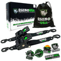 Rhino USA 2" x 10' Retractable Ratchet Straps (2-Pack) - 3,033lb Max Break Strength (7in H, 7 lb)