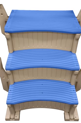 In-Pool Inground Pool Step with 2 Handrails and Adjustable Mounting Brackets, Grey Treads R4600