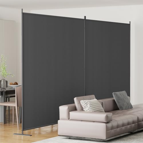 8-Panel 6 ft Tall Indoor Folding Room Divider, Portable Privacy Screen, Freestanding Partition, Dark Grey K442