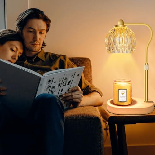 Candle Warmer Lamp with 3 Bulbs, Timer, Dimmable Height for Jar Candles C6036