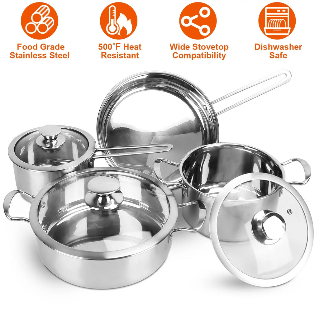 Stainless Steel Cookware Set with Stockpot, Saucepan, and Frying Pan F282203