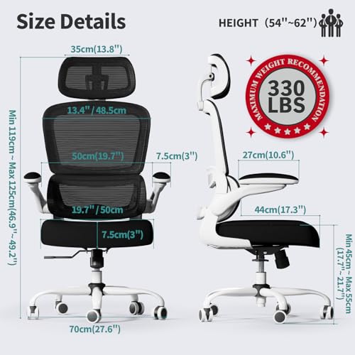 Ergonomic Mesh Office Chair with Wheels, High Back, 330 LBS Capacity C667113