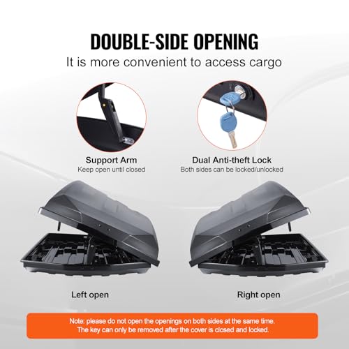 Rooftop Cargo Carrier, 22 Cubic Feet, Hard Shell Roof Box, Dual-Sided Opening, Black H367601