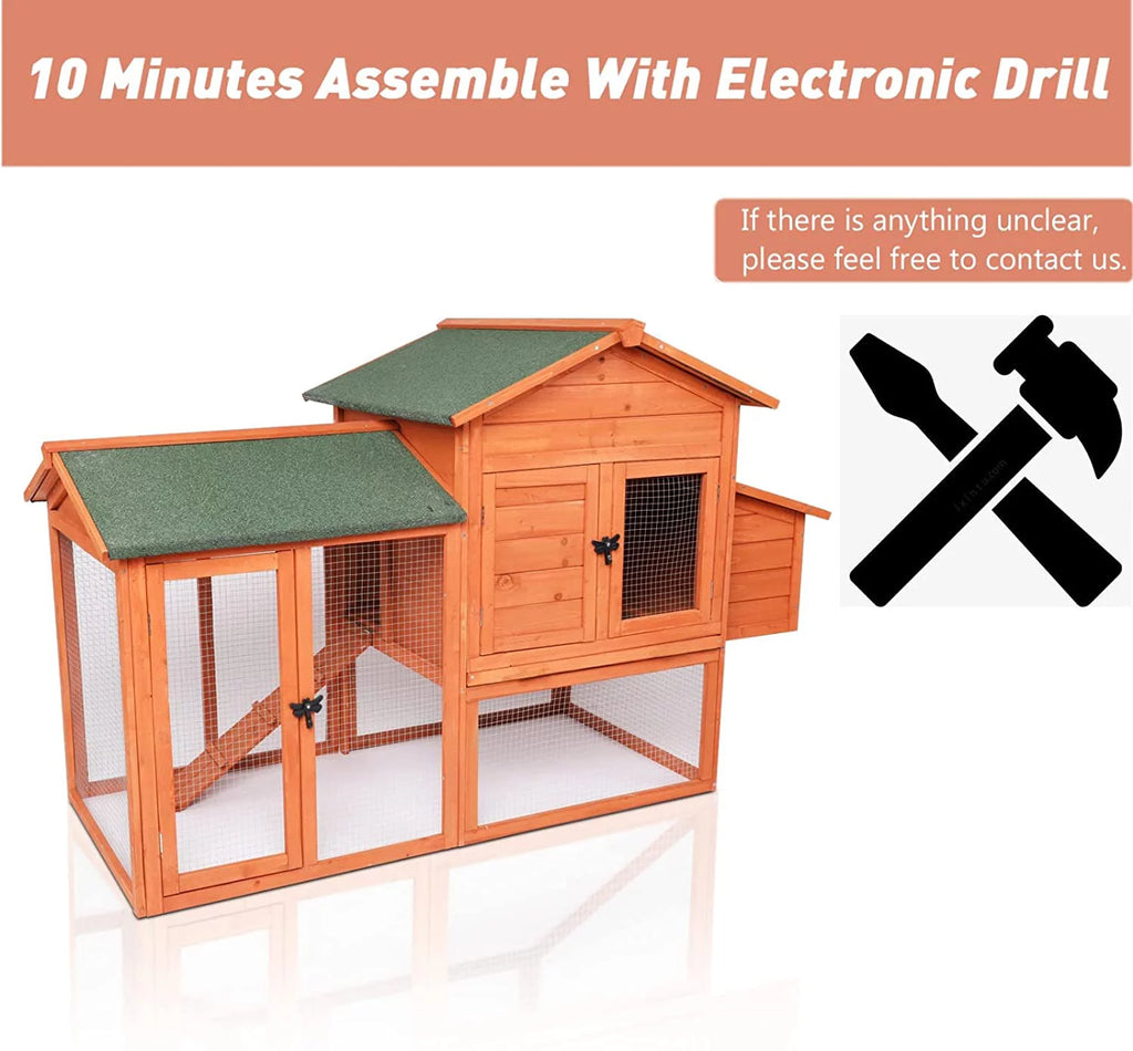 Outdoor Wooden Chicken Coop with Ramp and Nesting Box U4043