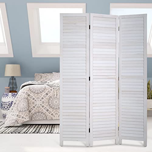 6 Panel Wood Room Divider Freestanding White 5.57 FT S6393