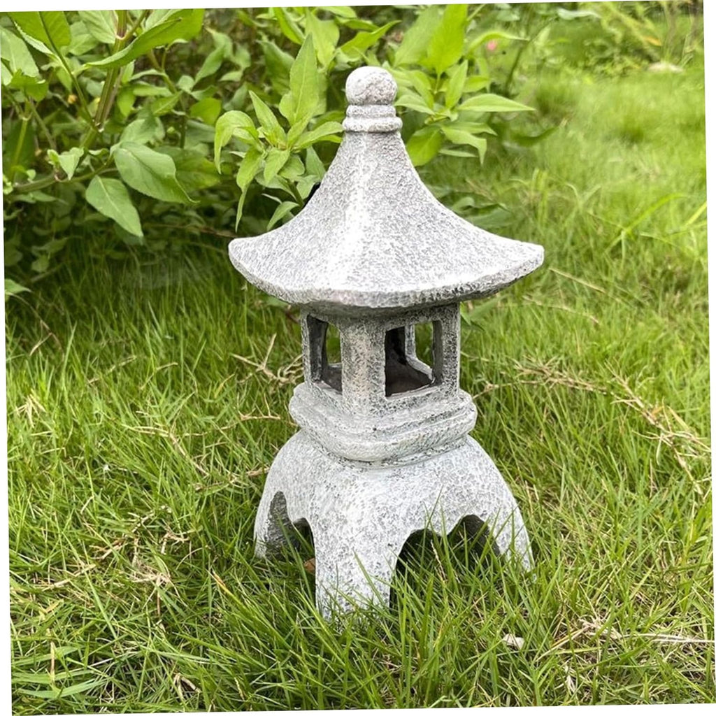 Pagoda Lantern Japanese Style Solar Waterproof Pagoda Garden Statue Resin UV-Resistant Garden Decorative Asian Zen Garden Accessories for Patio Landscape Balcony, Pagoda Garden Statue, Pagoda Lanter