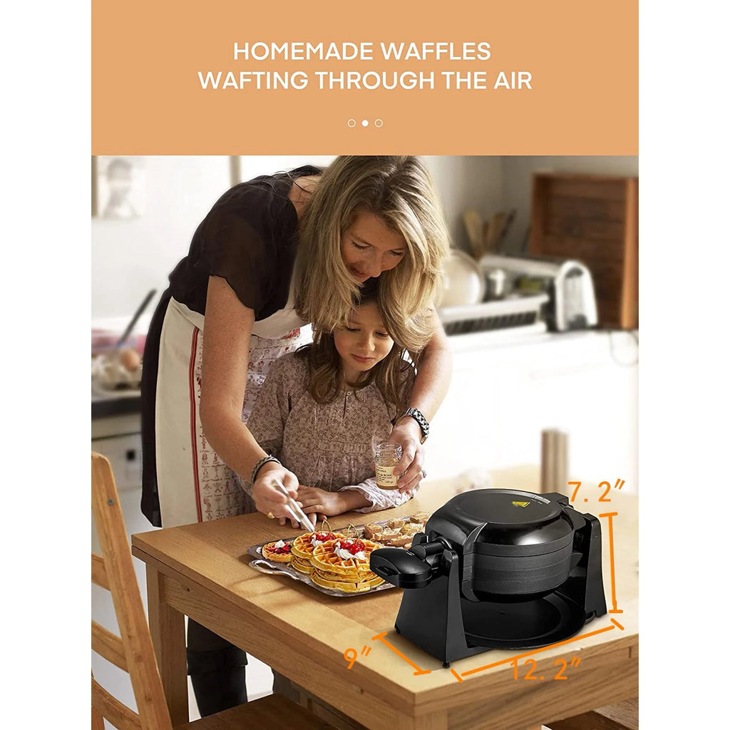 180° Flip Belgian Double Waffle Maker, 8-Slice Nonstick, Black A81667
