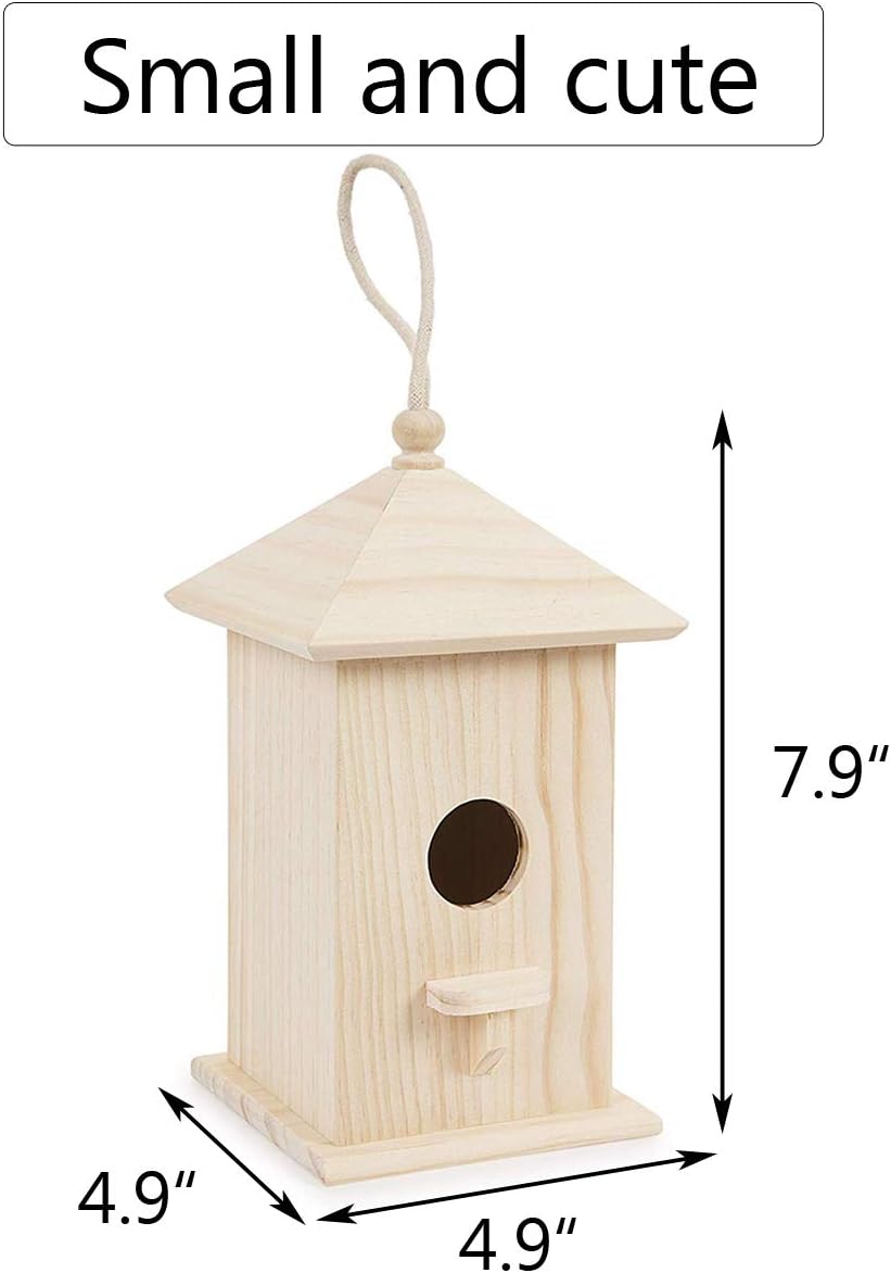 Wooden Hanging Birdhouse for Small Birds DIY Decoration W17062