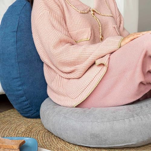 Meditation Floor Pillow Set of 2 Large Round Cushions for Living Room Yoga L32979