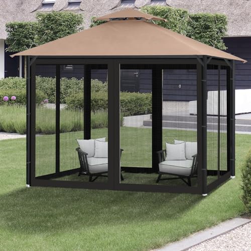 10x10 ft Gazebo Replacement Mosquito Netting with Zippers, 4-Panel Sidewall Y911936