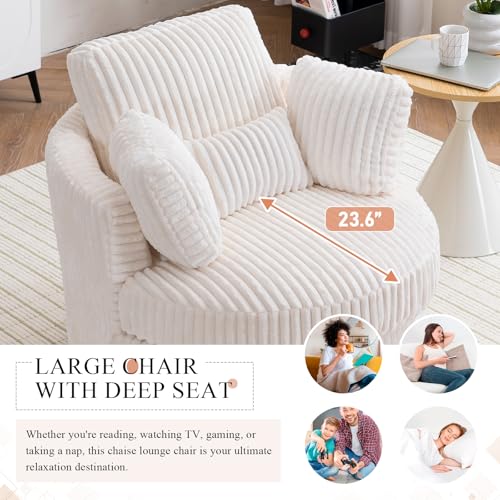 Swivel Barrel Chair with Ottoman for Living Room Bedroom, White W553228