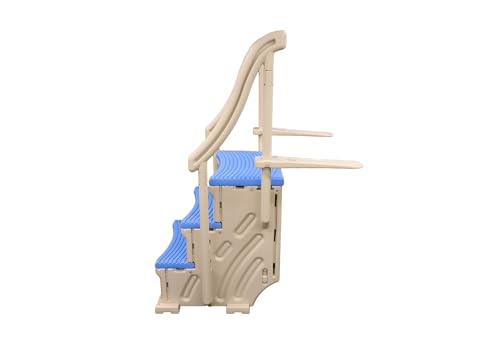 In-Pool Inground Pool Step with 2 Handrails and Adjustable Mounting Brackets, Grey Treads R4600