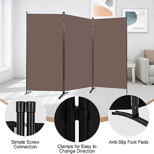 4 Panel Folding Room Divider Privacy Screen with Steel Frame P539789