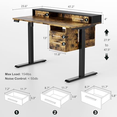 Standing Desk with 4 Drawers, Height Adjustable Electric Sit Stand Desk M218